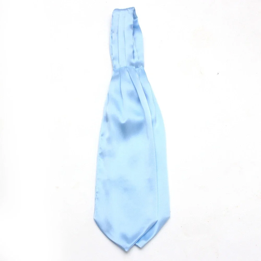 Camellucci Silk Men's Cravat Ascot Gift Box A197 Solid blue - Picture 5 of 11